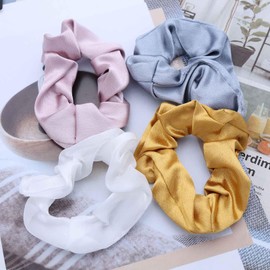 Iaceble Colorful Hair Scrunchies Rope Elastic Satin Ribbon Hair Tie Big Ponytail Holders Hair Ties Rope Silky Satin Scrunchies Decorative Hair Accessories for Women Headdress 4 Pcs