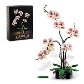 Orchid Flower Building Sets with Vase, Artificial Fake Flowers Building Blocks Toys for Botanical Collection&Indoor Plant Decorations for Table, Desk, Office(736Pcs)