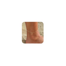 SUFOPE Initial Anklet for Women Dainty 14K Gold Plated Waterproof Anklets Trendy Summer Beach Ankle Bracelet Jewelry for Gift