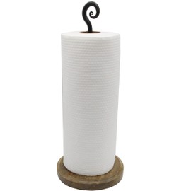 Marie Décor Wood And Iron Tabletop Paper Towels Holder (Black) MD19005-B
