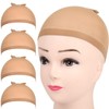 Fandamei 4 pieces Light Brown Stocking Wig Caps Stretchy Nylon