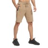 JustSun Men's Cotton Sports Shorts with Zip Pockets, khaki