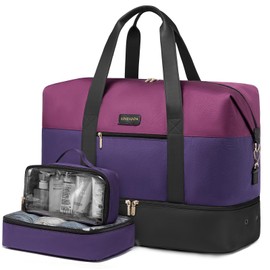 LOVEVOOK Weekender Bag, Travel Duffel Bag for Women with 2 Packing Cubes, Carry on Overnight Bag with Shoe Compartment, Mom Hospital Bags for Labor and Delivery