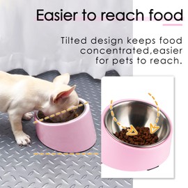 SuperDesign Dog Dishes Cat Dishes Pet Bowls Stainless Steel Serving Stand Slant 15 Degree Makes Meals Easier to Eat, Includes Melamine Stand, Anti-Slip, Removable, Easy to Clean, Dishwasher Safe