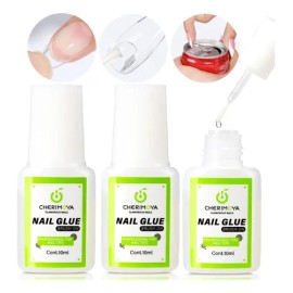 Pegamento Para Tips De Uñas Con Pincel 10ml 3pcs Cherimoya                                                                                            