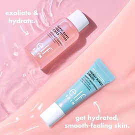 e.l.f. SKIN Thirst Burst Dew-O, juego de cuidado de la piel de tamaño de viaje, tóner facial exfoliante y gotas de suero hidratante, da a la piel un b