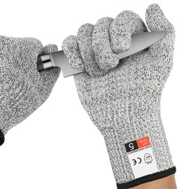 AUYAO Cut Resistant Gloves, Level 5 Protection Anti Cutting Gloves, Lightweight Protective Work Gloves, Food Grade Cut Proof Gloves for Kitchen Cooking, Meat Cutting and Woodworking (26cm)