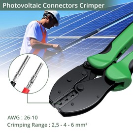 EYPINS Crimping Plier, PV Crimp Crimping Tool, AWG 26-10 Ratcheting Photovoltaic Wire Crimping Tool, 2.5/4/6mm² PV Cable/Solar Panel Hand Crimping Tools, Electricians Tool