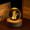 LOULIQIGIFT 2.3in Crystal Ball 3D Glass Engraved Cat Decorative Night