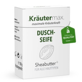Kräutermax Shea Butter Soap - Shower Soap for Men and Women - Solid Shampoo and Shower Gel 2-in-1 - Natural Soap Piece 1 x 100 g