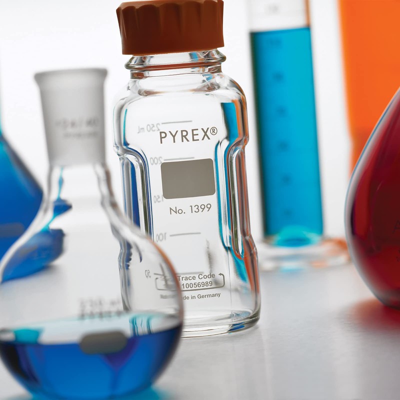 Pyrex Round Wide Mouth Media Storage Bottle with GL45 Screw