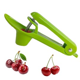 Green Cherry Pitter Stainless Steel, Cherry Stone Remover, Fruit Corer for Cherries and Fruits, Premium Portable Pitter Cherries, Cherry Pitter, Cherry Pitter and Fruit Pit Remover