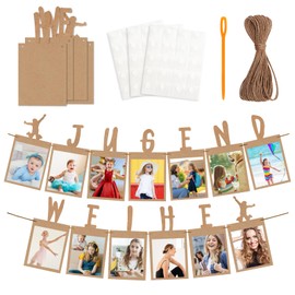 Jugendweihe Deko Neutral, Fotogirlande zur Jugendweihe Set, Gastgeschenke Jugendweihe Junge & Mädchen, 13 Kraftpapier Karten für Fotos, Hängende Wanddekoration, Jugendliche Schenken Geschenkideen