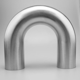 AC PERFORMANCE AC PERFORMANCE 3" (76mm) OD 180 Degree Aluminum Elbow Intercooler Pipe Air Intake Tube, 1.3D Radius, Center to Center Distance 7.95" (202mm), Brushed Finish