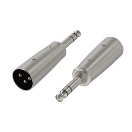 GEEKRIA for Creators XLR Male to 1/4 Inch (6.35mm) TRS Male Microphone Cable Adapter, Compatible with Shure SM57, SM7B, MV7, PGA48, Behringer xm8500 Mic Cord Plug (Silver, 2 Pack)