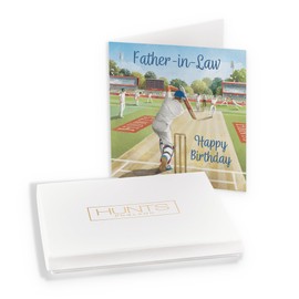 Hunts England - Luxury Boxed Father In Law Cricket Fun Birthday Card - Milo's - Sport Birthday Card For Father-in-Law - Birthday Card For Cricket Fan - Card In Keepsake Box