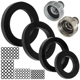 Replacement Flat Gaskets Set, 100 Pieces, for G 1/2 Inch - 3/4 Inch - 1 Inch Garden Plug Systems, Compatible with Gardena 21, 26.5, 33.3 mm Tap Connectors, Diameter 19 x 11, 21 x 15, 24 x 16, 30 x 20