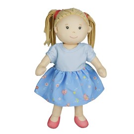 Heless 55 - Nela Girl Rag Doll with Blue Dress to Put on and Take Off, Approx. 32 cm Large Soft Doll for Cuddling, Playing and Loving