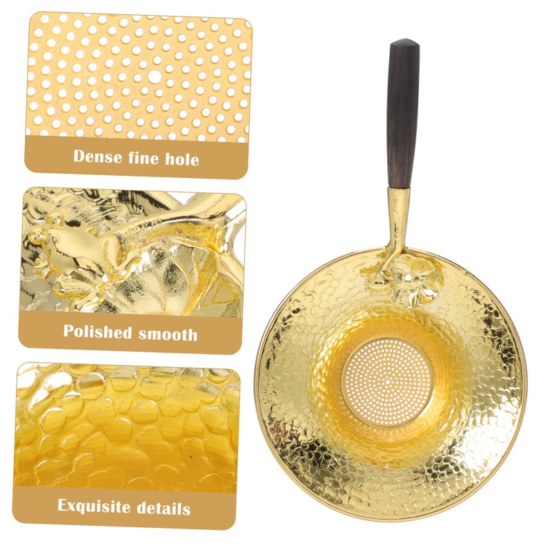 ABOOFAN Copper Tea Strainer with Delicate Flower Design Creative Tea