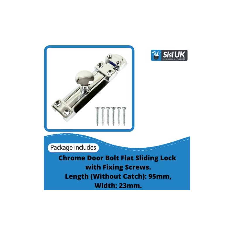 Chrome Door Bolts 4 Inch Flat Bolt Surface Door Latches