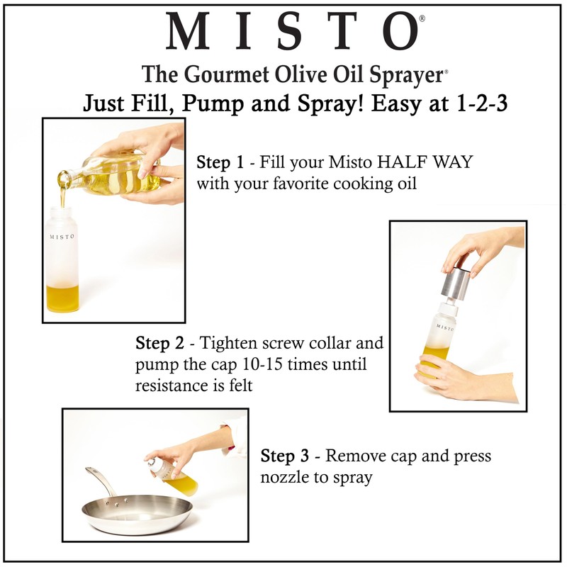 Misto Oil Sprayer, Frosted Glass, 7.75 Inch