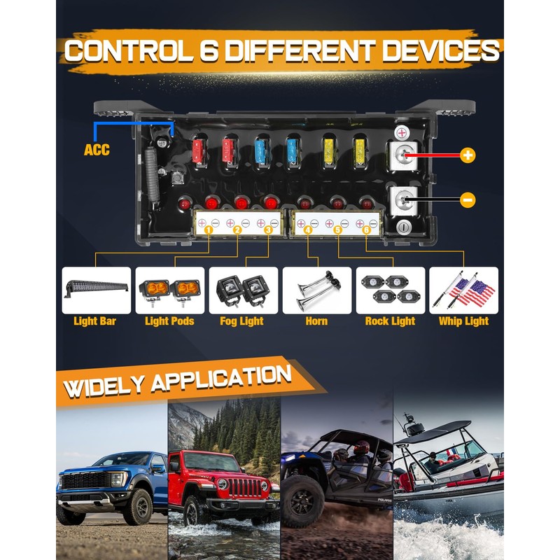 6 Gang Wireless Switch Panel, Niking Auto Multifunction Remote Control