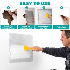 3Pcs Drywall Repair Kit Large Hole, 12 x 12in Self-Adhesive Drywall Patch Kit with Sandpapers & Scrapers, Wall Repair Patches for Big Holes & Cracks, Quick Fix for Ceiling Bathroom Wall Damage