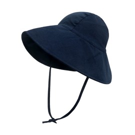 Eimmabey Sombrero de sol para bebés y niñas, lindo verano, para exteriores, playa, ala ancha, Azul Marino, 2-4 Años