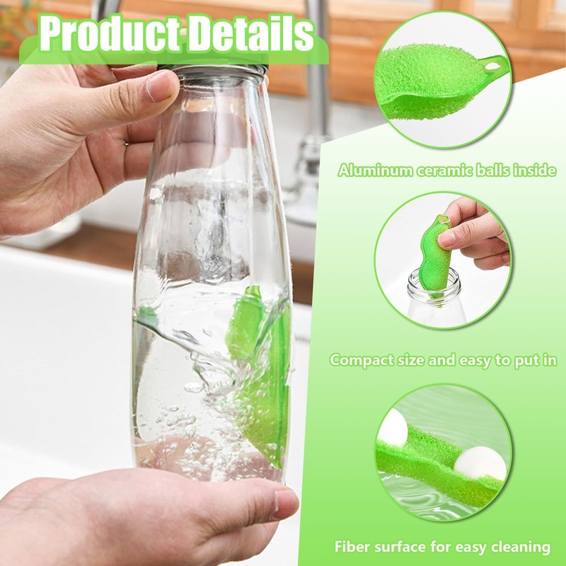 Beans Shaped Bottle Cleaning Sponge, 6 Pcs Reusable Bottle Cleaning