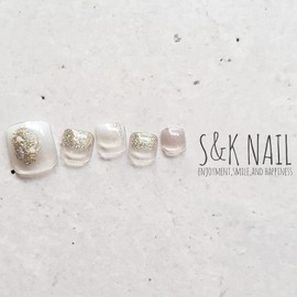 S&K NAIL Elegant & Glitter Nail Seal, Gel Nail Seal, Hardening Type, No Hardening, Just Stick, For Foot, Summer, Wedding, Wedding, Bridal, 6 Sizes, 24 Pieces, Made in Japan