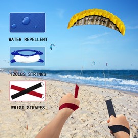 Touch the sky 100in Dual Line Stunt Parafoil Kite | Parachute Kite For Kids & Adults | Power Kite Beach Summer Flying Outside Activity | Strings Wrist Strapes | Yellow