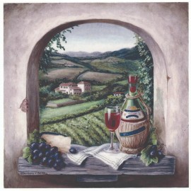 Captive Decals Chianti Wine Valley Square 1 pc 6" X 6" Overglaze Waterslide Ceramic Decal