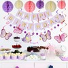 Purple Butterfly Birthday Decoration, Purple Happy Birthday Party Decoration Girl