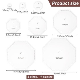 FREEBLOSS 8 PCS Acrylic Quilting Templates Octagonal Quilting Stencils Sewing Templates for Quilting Acrylic Quilt Template Rulers Quilting Patterns Templates Quilting Supplies