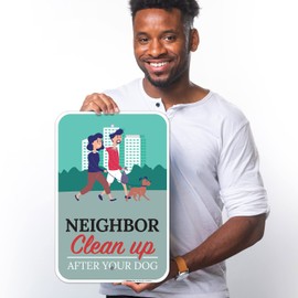 Sigo Signs, Please Be A Good Neighbor Clean Up Sign Dog Walking On Leash in Park Graphic Sign, 12x18 Inches, Rust Free .063 Aluminum, Fade Resistant, Made in USA