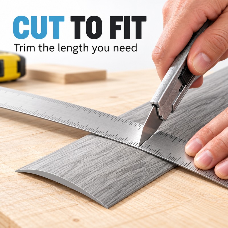 1M Self-Adhesive PVC Floor Transition Strip, 4cm Wood Grain Doorway
