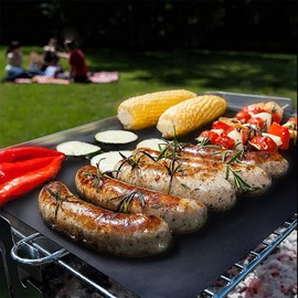GJNMYSD | 10 PCS | 16" x 13" | Non-Stick BBQ & Baking Mat, Gas & Charcoal Grills - Reusable & Versatile,Heat Resistant Barbecue Sheets (Black)