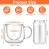 4 Pack Double Walled Glass Coffee Mugs with Handle, 10oz