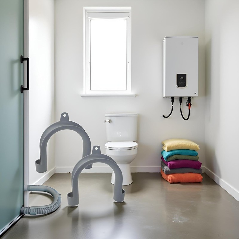 2Pcs Gray Plastic U-Shape Washing Machine Drain Hose Holder -