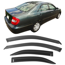 Window Visors Compatible with 2002-2006 Toyota Camry 4Dr Sedan, Slim Style Tape On- Smoke Tint Acrylic by IKON MOTORSPORTS, 2003 2004 2005