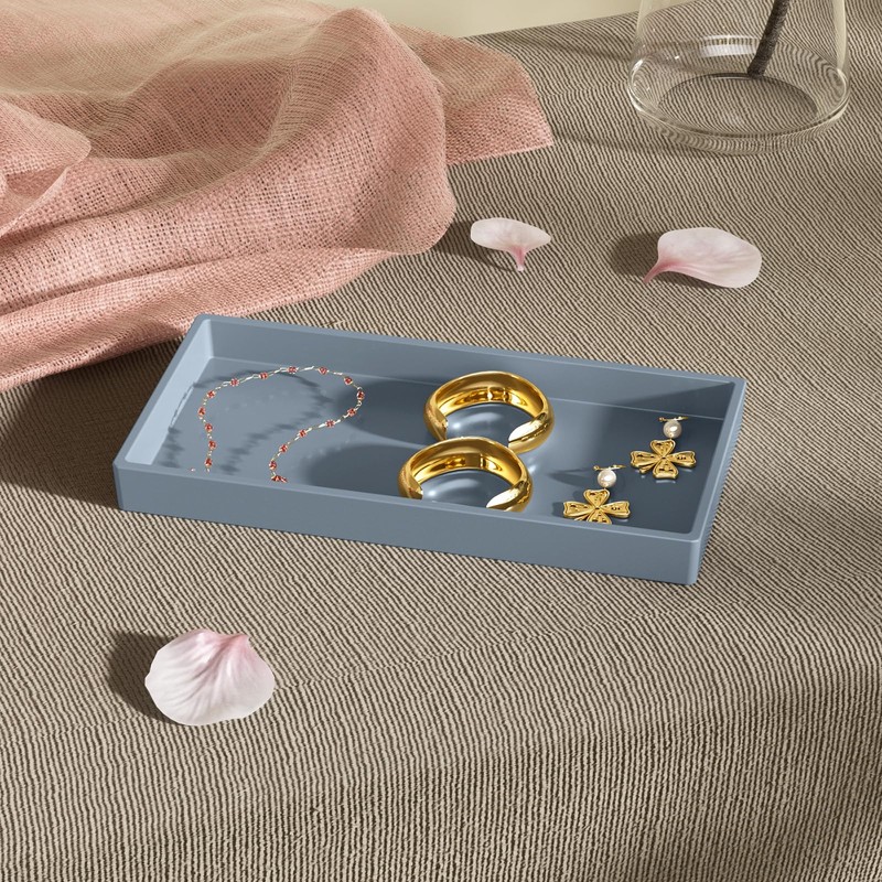 Mriluvy Vanity and Bathroom Tray, 7.7" ABS Countertop Organizer,Waterproof Vanity