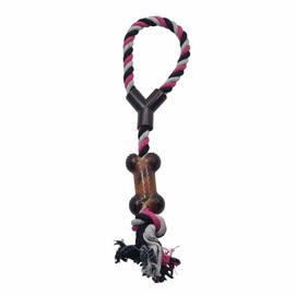 Rope Dog Pull & Tug Toy – Durable Knotted Rope with PVC Bone and Plastic Connectors – 41cm Long – for Chewing, Tugging & Interactive Play