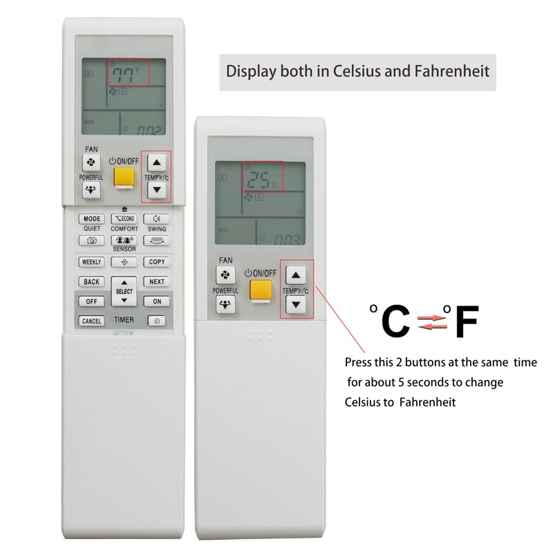 Replacement Remote Control for Daikin FTXS20J2V1B FTXS25J2V1B FTXS35J2V1B FTXS42J2V1B Room
