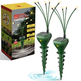 2 Packs Solar Mole Repellent with Garden Lights, Upgraded Gopher Deterrent for Lawns with USB Charging, Snake Vole Repeller Outdoor, Ultrasonic Pest Control for Snakes, Moles, Gophers, Groundhogs