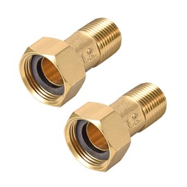 uxcell Brass Pipe Fitting, Hex Nipple, G1/2 Male x G3/4 Female Threaded Connector Water Meter Coupling 53mm Length 2Pcs
