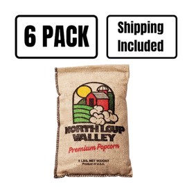 Popcorn County USA | Burlap Bag Yellow Un-Popped Popcorn | Movie Night Snack | Non GMO and Gluten Free | Made in Nebraska | 2 lb Bag (6 Pack, Yellow)