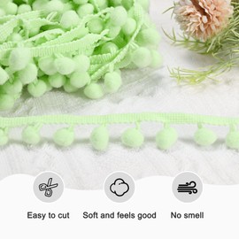 M METERXITY Pom Pom Ball Fringe Trim, 10 Yards 11mm Ball Fringe Trim Ribbon Sewing Accessory for Home Decoration/DIY Crafts/Curtain/Pillow [Mint Green]