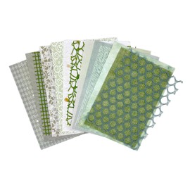 Obujopal 15Pcs Scrapbook Textured Paper for Journaling Junk Journal Card Making DIY Project Paper Art Craft Supplies, Handmade Special Mix Material, 4.7×6.7 inch (Green)