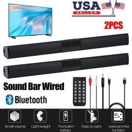 Universal 4 Speaker System Surround Sound Bar Wireless BT Subwoofer TV Home Remote 2Pcs