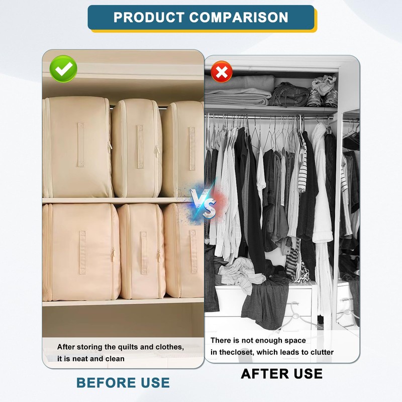 Ultra Space Saving Self Compression Organizer - Compression Packing Cubes,